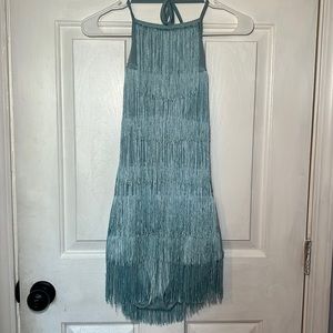 Baby Blue Fringe Romper
